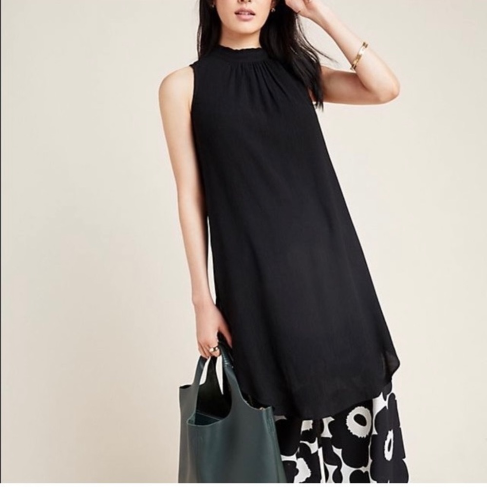 Anthropologie Maeve Piper Sleeveless Black Tunic